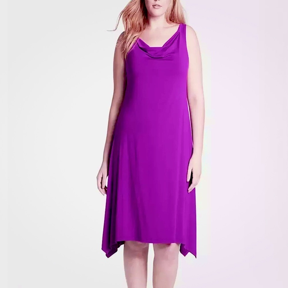 EILEEN FISHER Sleeveless Cowl Neck Drape Handkerchief Dress